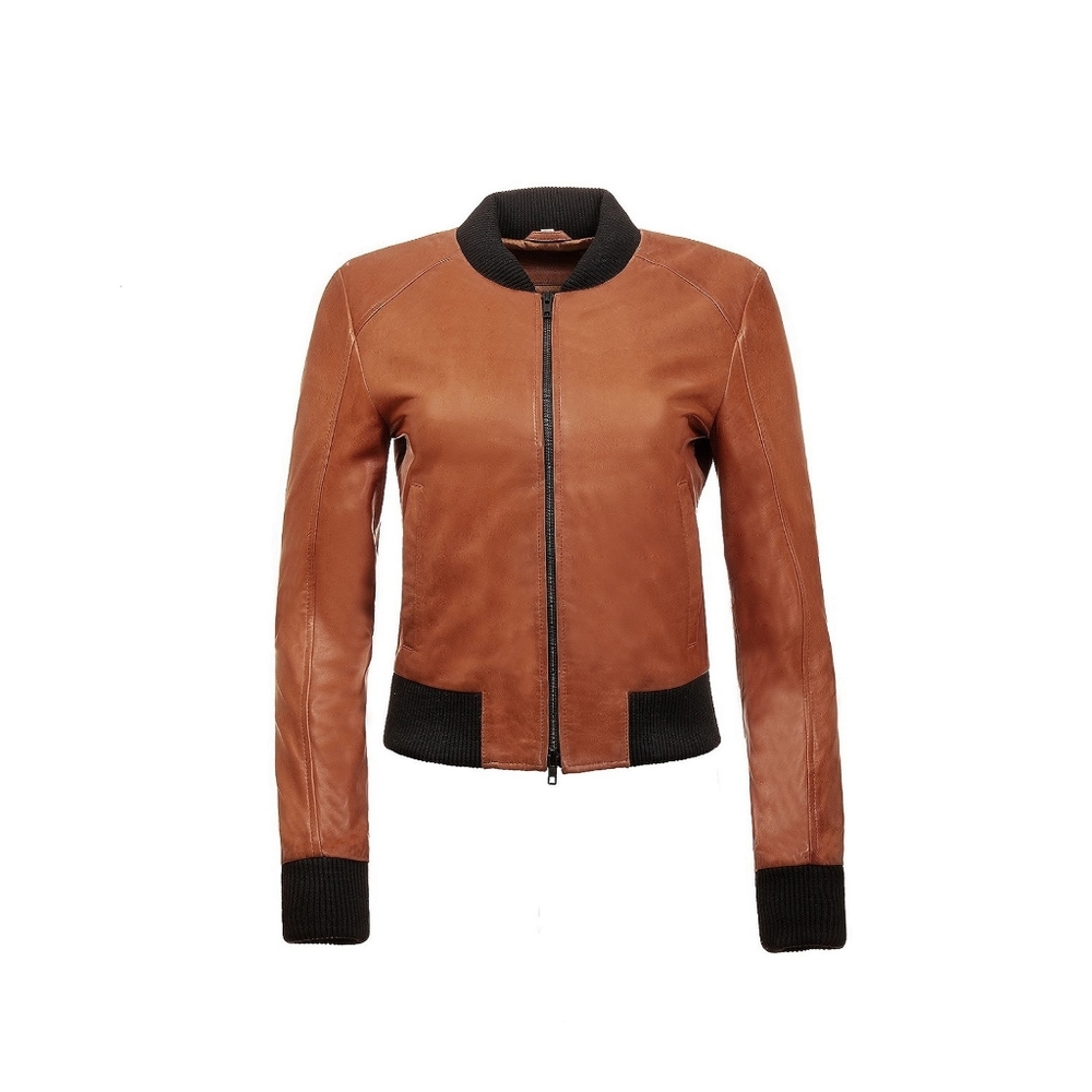 WOMEN REAL LAMB LEATHER BOMBER JACKET